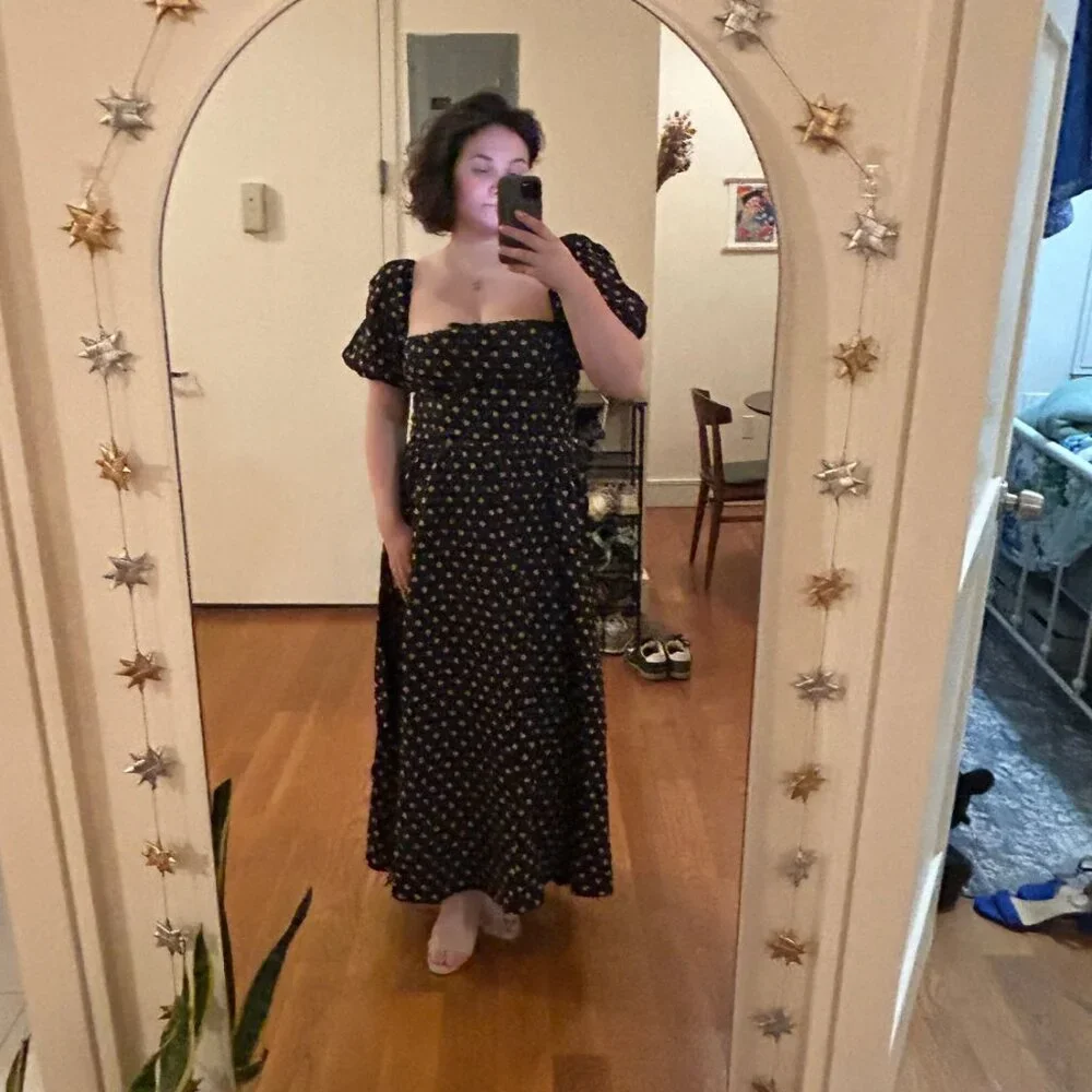 Reformation Marella Linen Dress Black - Size 12 - Picture 2 of 3